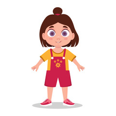 Cute little girl smiles. Vector illustration