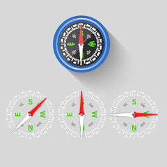 Compass icons set. Vector compass icons on transparent background