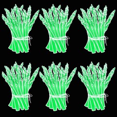Fresh asparagus. Hand-drawn illustration in a frame with vegetables. A farmer's market product. A great healthy food design template with vegetables on the board. Great for menu design, recipes, 