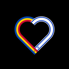 unity concept. heart ribbon icon of moldova and israel flags. vector illustration isolated on black background