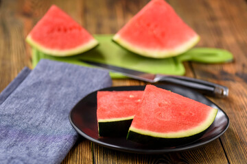 pieces of watermelon on a plate