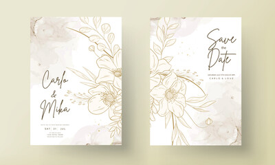 Hand Drawn vintage floral wedding invitation card