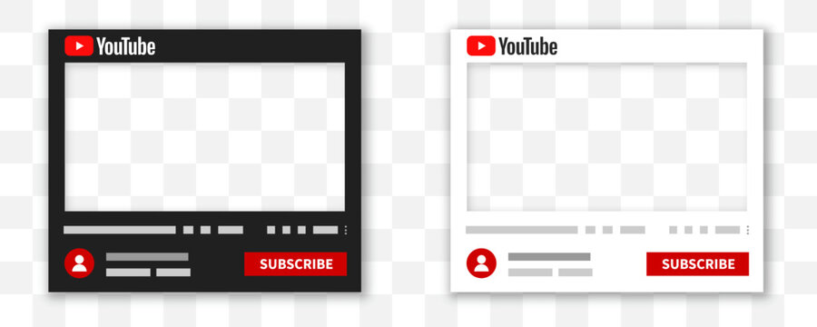 Zdolbuniv, Ukraine - August 13, 2022: YouTube interface template. Youtube screen frame on transparent background.