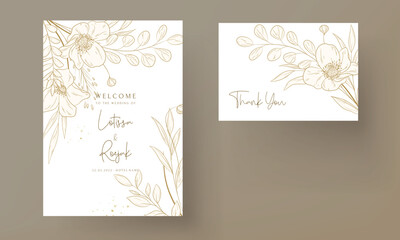 Fototapeta na wymiar Hand Drawn vintage floral wedding invitation card