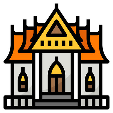 thai temple building orange roof clip art preview