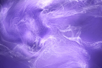 Fototapeta premium Purple lilac multicolored smoke abstract background, acrylic paint underwater explosion