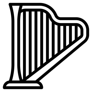 recommend clip art: Harp music musical instrument - outline icon