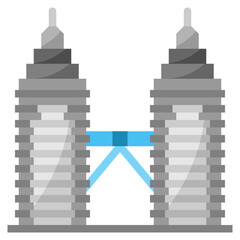 Obraz premium Petronas twin towers malaysia kuala lumpur - flat icon