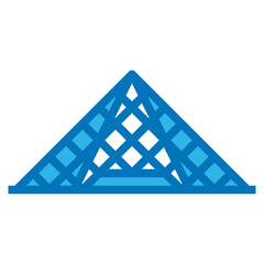 Louvre pyramid paris france landmark - blue icon