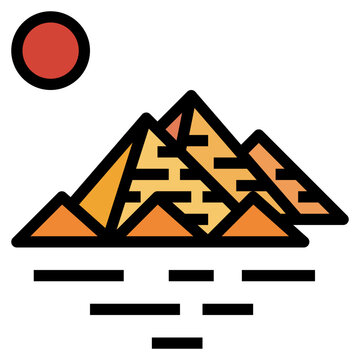 recommend clip art: Giza pyramid egypt landmark desert - filled outline icon