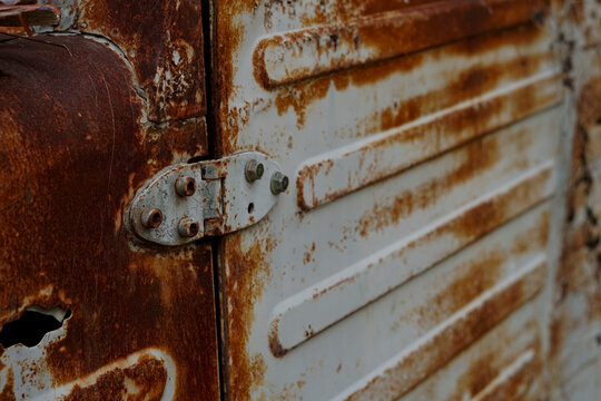 hinged door on abandoned car