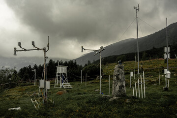 Weather station in the mountains - the weather is getting worse