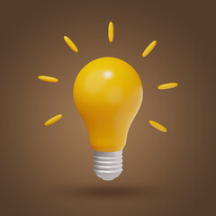 Light bulb icon 3D rendering. Idea concept.