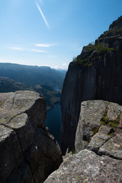 Stunning view on the Lysefjord from the high cliffs around Pulpit Rock (Preikestolen), Stavanger, Norway