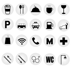 wayfinding signage. Set of vector wayfinding system icons
