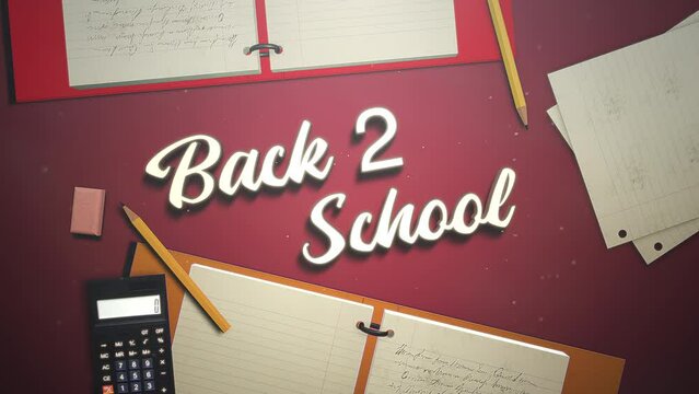Back 2 School with pencils and paper note on table, motion school and kids style background
