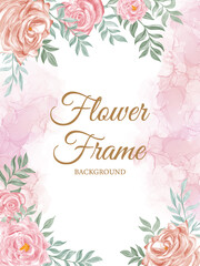 pink flower watercolor frame background