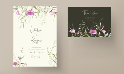 Naklejka na ściany i meble beautiful hand drawn wedding invitation card with elegant small flowers