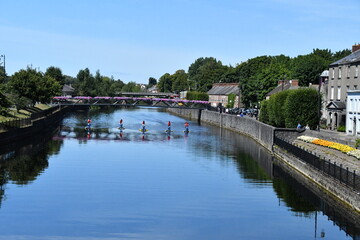 Fototapeta na wymiar Hydrobikes on river Nore, Kilkenny, Ireland,