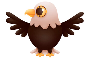 Cartoon eagle isolated on white background. Cute illustration.