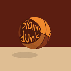 Basketball ball falling on the floor