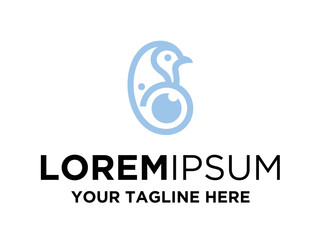 Blue robin logo template, bird logo design, robin logo vector art for business, robin line art