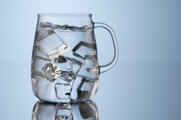 Fototapeta na wymiar Glass of water with ice cubes 3d render.