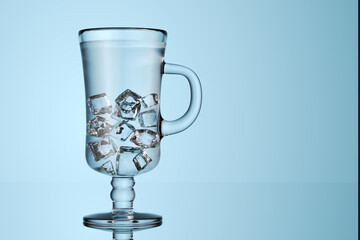 Glass of water with ice cubes 3d render.