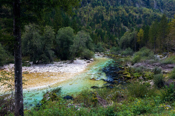 River Soca in the Trenta valley Slovenia