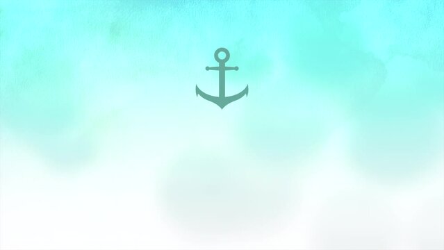 Anchor on blue waves, motion holidays, travel and wedding style background