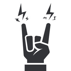 black icon hand gesture at rock concert. flat vector illustration.