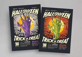 Halloween Flyer with Zombie Hand