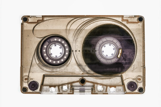 old audio cassette tape with backlight