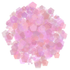 Pink abstract pentagons, random background.	