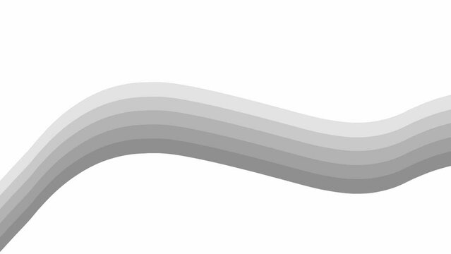 Animated gray stripe. Looped video. Decorative wave gradually changes shape. Flat vector illustration isolated on a white background.
