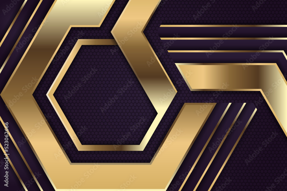 Poster abstract modern geometric purple background design template with hexagons shape and line elements. h
