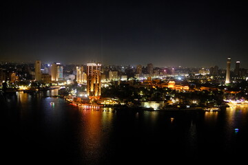 Fototapeta na wymiar Kairo bei Nacht Aussicht von der Suite im Four Seasons Cairo 