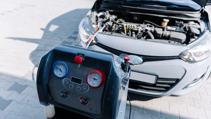 Car conditioning air ac repair service. Check automotive vehicle conditioning system and refill automobile ac compressor. Diagnostic auto car conditioner service.
