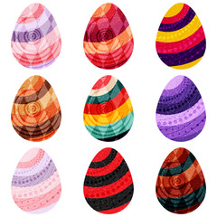 Easter eggs fantasy set. Vector illustration.