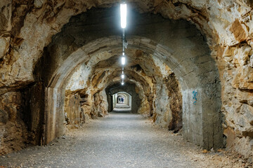 a tunnel under the town of Rijeka in Croatia built during World War II to protect residents from Allied bombing