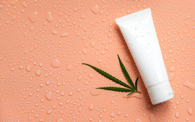 Cream of cannabis on a light background. Selective focus.