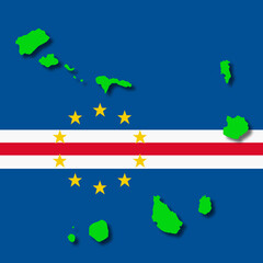 Cape Verde Islands flag map on background 3d illustration with clipping path