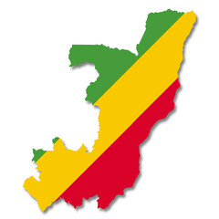 Congo flag map on white background 3d illustration with clipping path