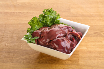 Raw chicken liver in the bowl