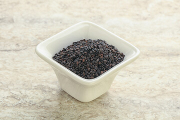 Black sesame seeds in the bowl