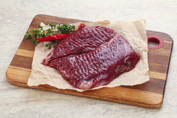 Raw beef machete steak for grill