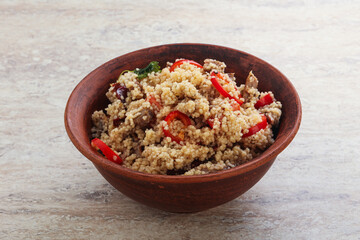 Arabic cous cous with meat and tomato