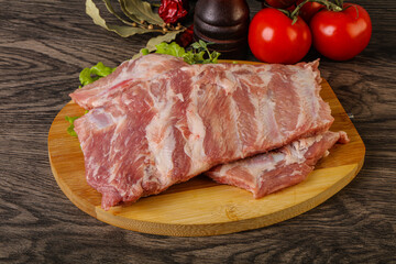 Raw pork ribs for cooking