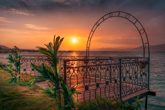 Beautiful sunset at Lake Sevan in Armenia.