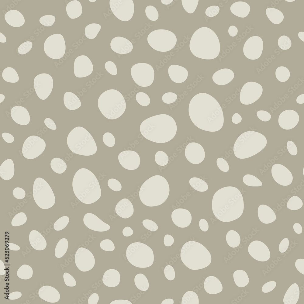 Wall mural Small round dots. Pale brown repeating seamless pattern of stones and pebbles. Vector background. Colorful natural confetti stains for projects, cards, wallpaper or wrapping paper. - Wall murals